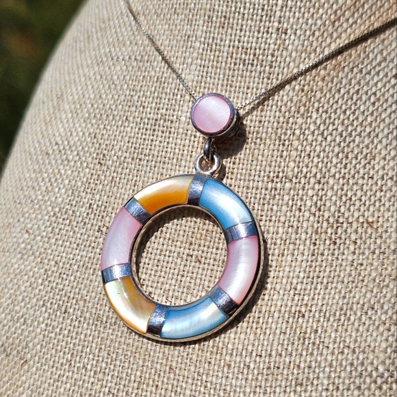 925 sterling & pastel stone pendant - Picture 3 of 4